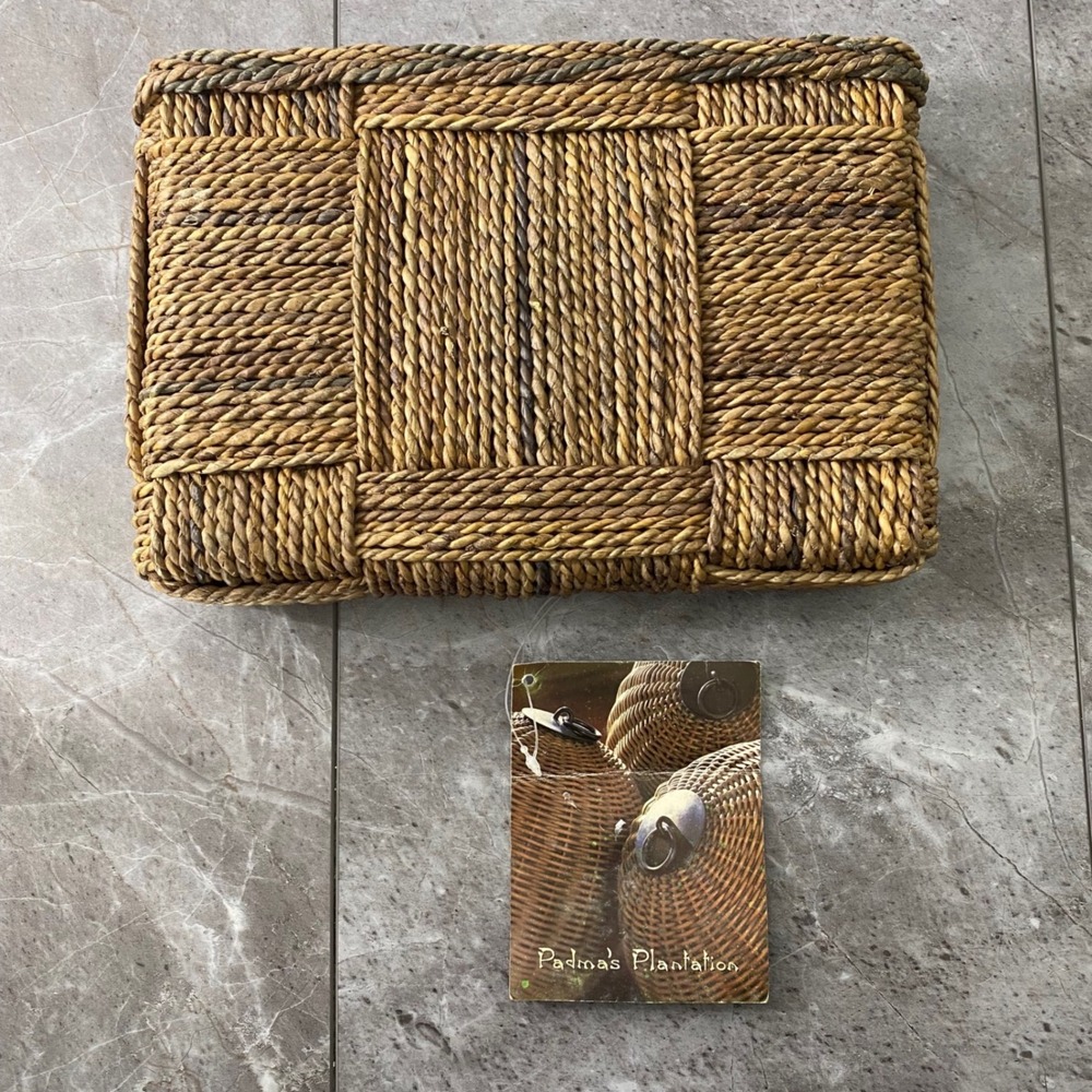 Padmas Plantation Woven Seagrass Floating Wall Shelf Brown SHLF03-AB S Indonesia